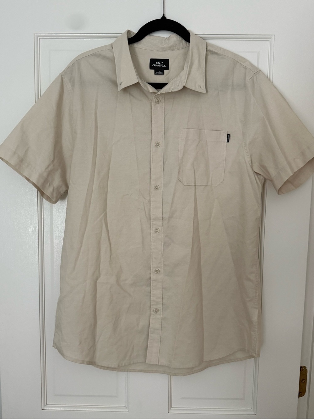 O'Neill Men's Short Sleeve Light Beige Button-Down Shirt - Large